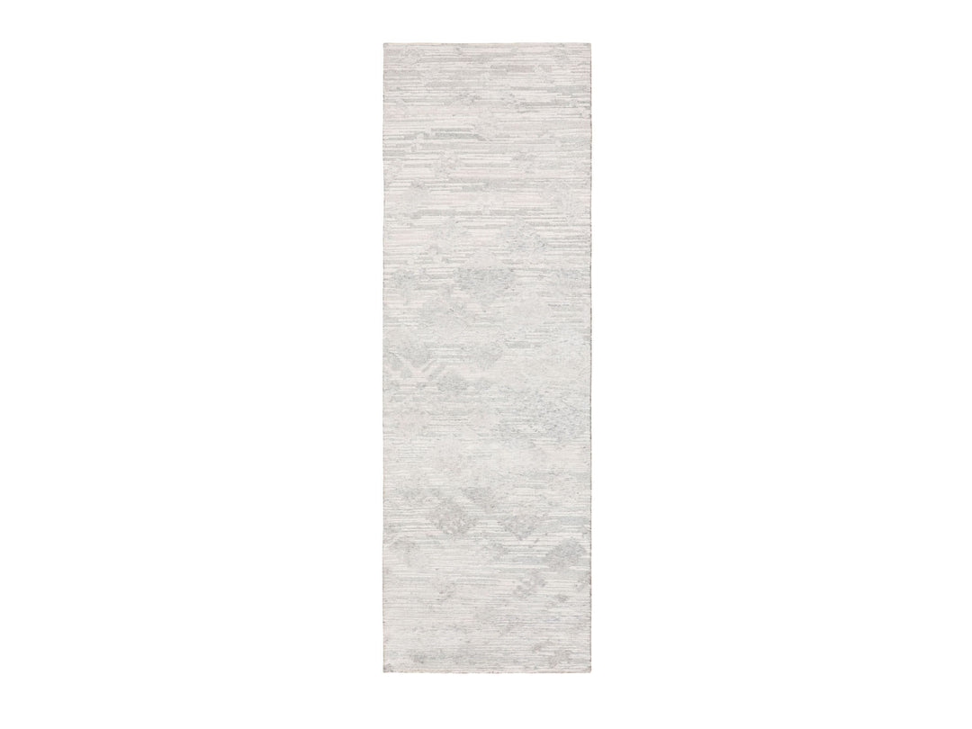 2'6" x 8'0" New Hand Knotted Ivory Wool Runner Oriental Rug - MOA10258233