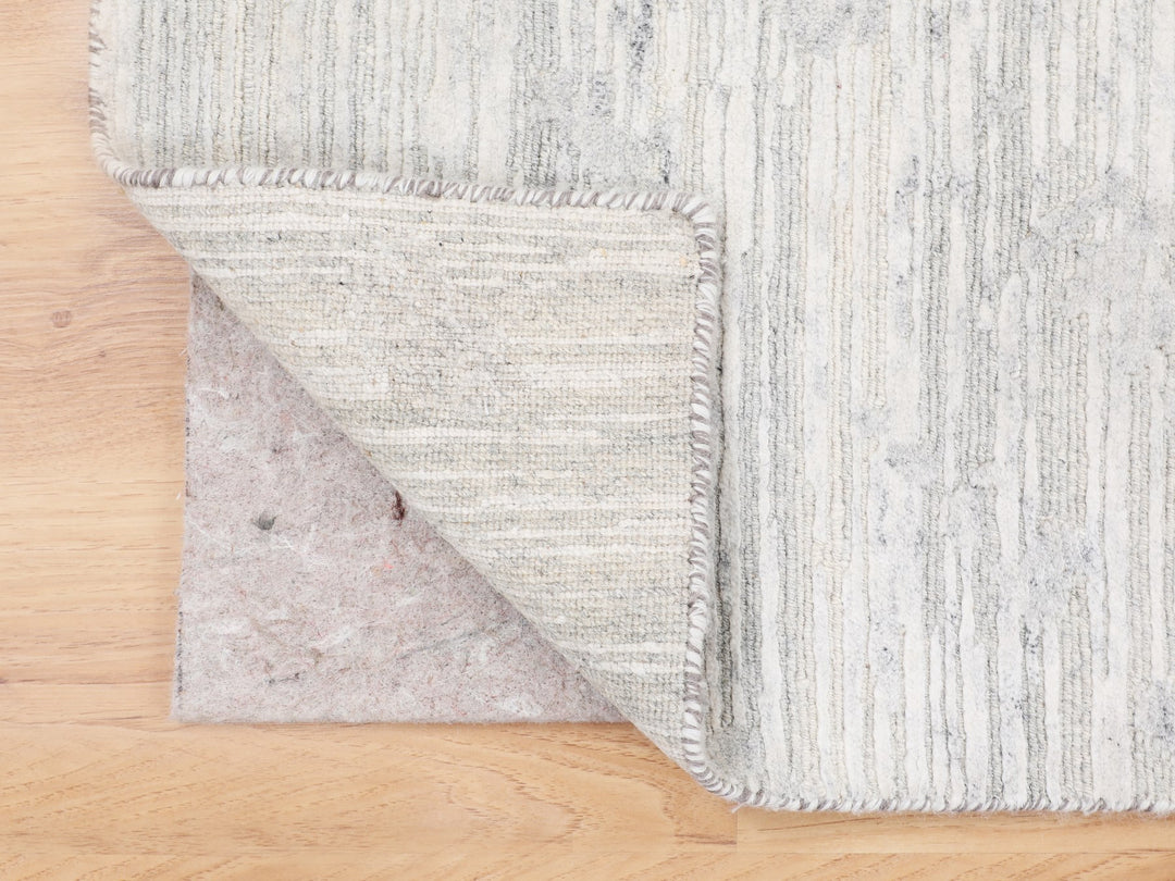 2'6" x 8'0" New Hand Knotted Grey Wool Runner Oriental Rug - MOA10258233