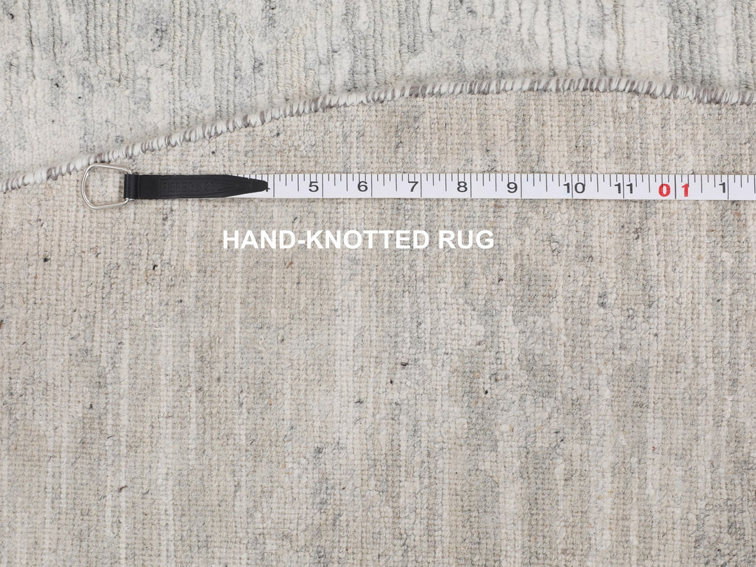 6'0" x 6'0" New Hand Knotted Grey Wool Round Oriental Rug - MOA10258238