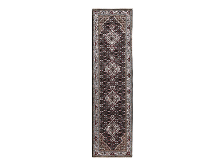 2'8" x 10'1" New Hand Knotted Black Wool Runner Oriental Rug - MOA10258298