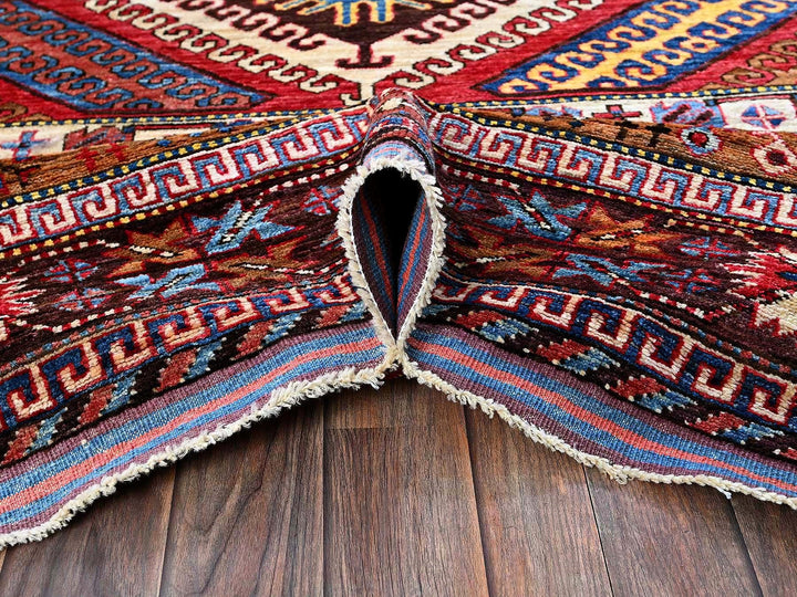 6'2" x 7'7" New Hand Knotted Multicolored Wool Rectangle Oriental Rug - MOA102582