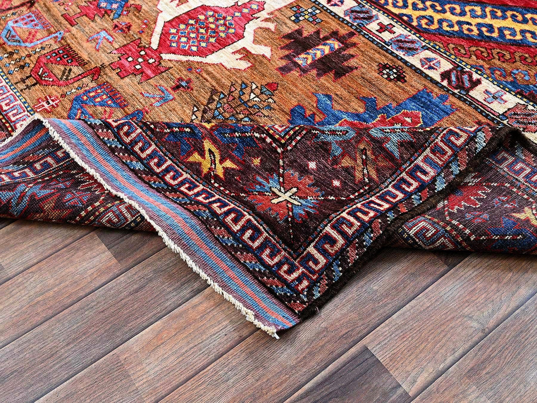 6'2" x 7'7" New Hand Knotted Multicolored Wool Rectangle Oriental Rug - MOA102582