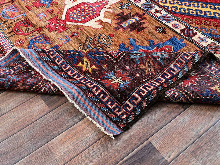 6'2" x 7'7" New Hand Knotted Multicolored Wool Rectangle Oriental Rug - MOA102582