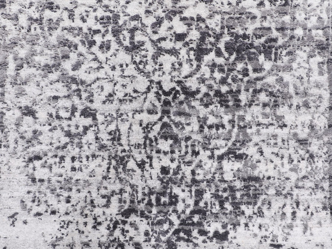 3'0" x 5'0" New Hand Knotted Grey Wool & Pure Silk Rectangle Oriental Rug - MOA10258341