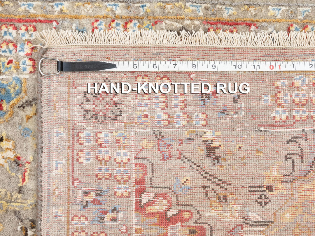 2'9" x 7'10" New Hand Knotted Beige Wool & Pure Silk Runner Oriental Rug - MOA10258440