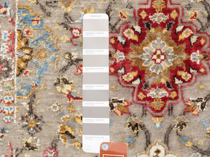 2'8" x 7'10" New Hand Knotted Grey Wool & Pure Silk Runner Oriental Rug - MOA10258441
