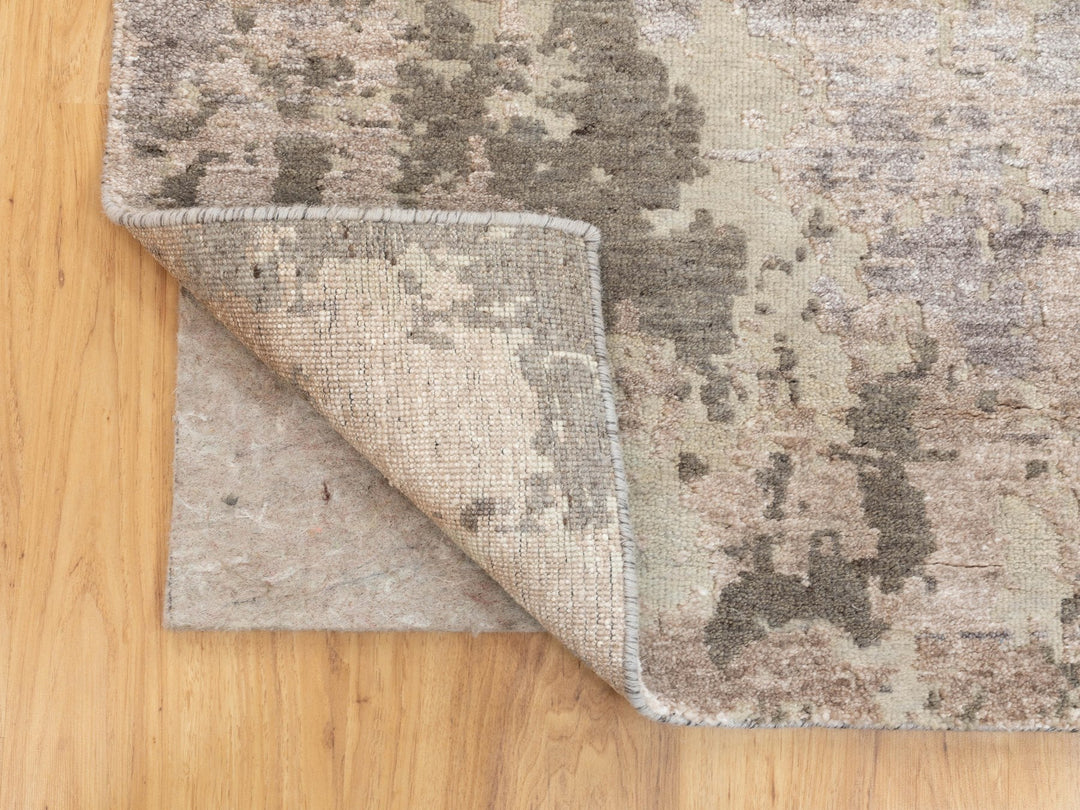 2'8" x 9'7" New Hand Knotted Grey Wool Runner Oriental Rug - MOA10258444