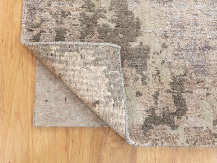 2'8" x 9'7" New Hand Knotted Grey Wool Runner Oriental Rug - MOA10258444