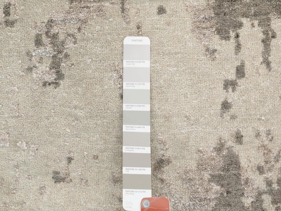 2'8" x 9'7" New Hand Knotted Grey Wool Runner Oriental Rug - MOA10258444