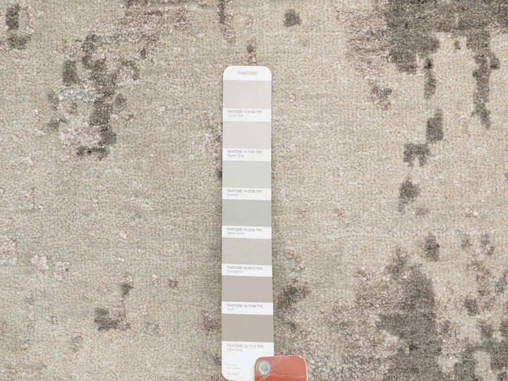 2'8" x 9'7" New Hand Knotted Grey Wool Runner Oriental Rug - MOA10258444