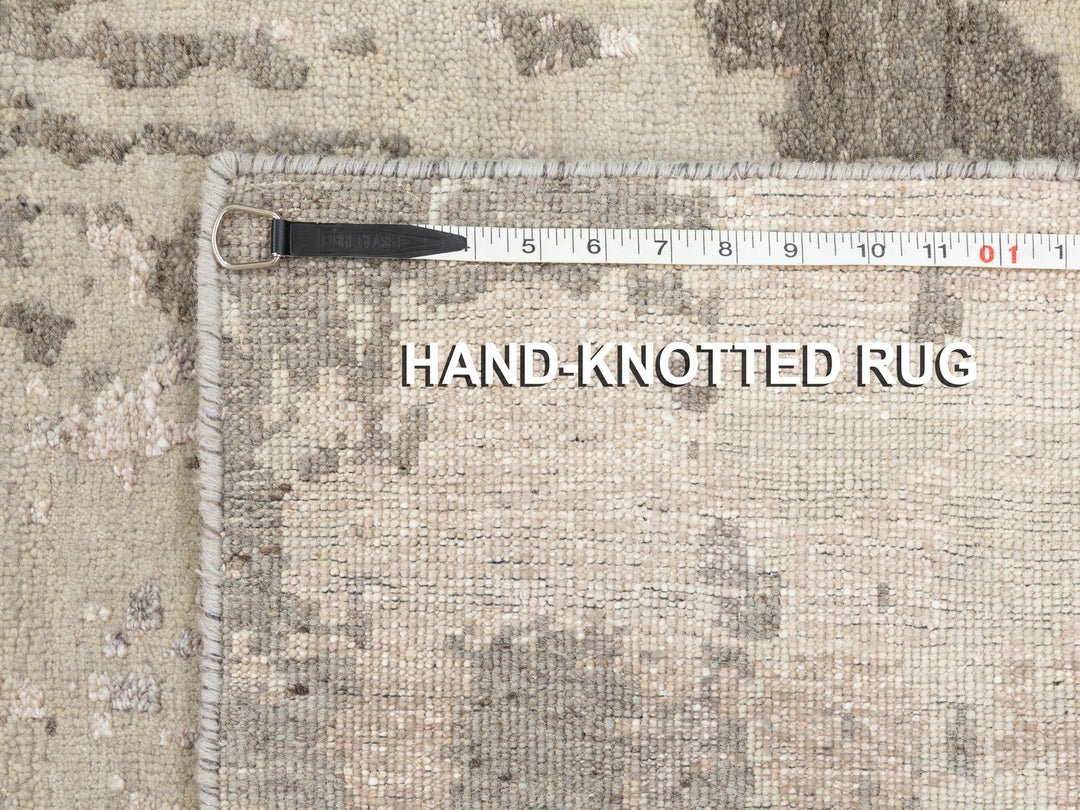 2'8" x 9'7" New Hand Knotted Grey Wool Runner Oriental Rug - MOA10258444