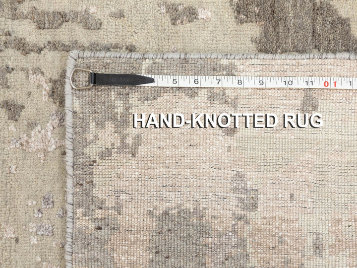 2'8" x 9'7" New Hand Knotted Grey Wool Runner Oriental Rug - MOA10258444