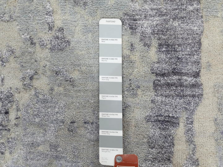 2'8" x 7'10" New Hand Knotted Grey Wool Runner Oriental Rug - MOA10258446
