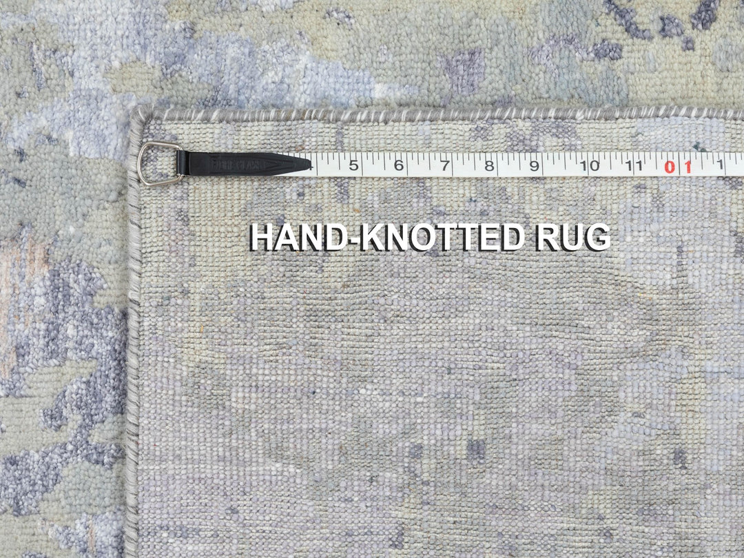 2'8" x 7'10" New Hand Knotted Grey Wool Runner Oriental Rug - MOA10258446