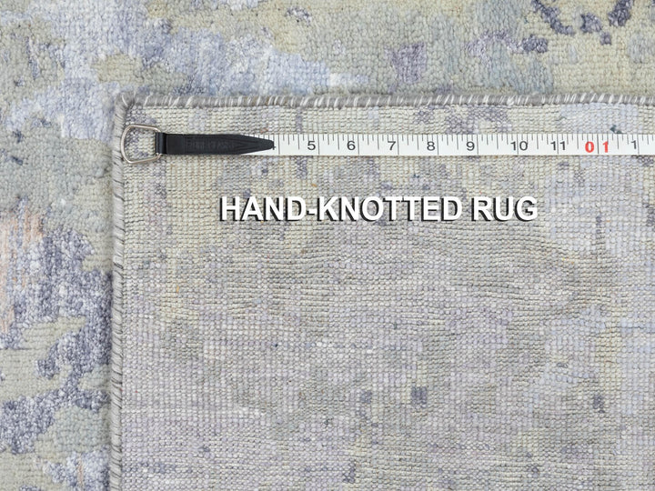 2'8" x 7'10" New Hand Knotted Grey Wool Runner Oriental Rug - MOA10258446