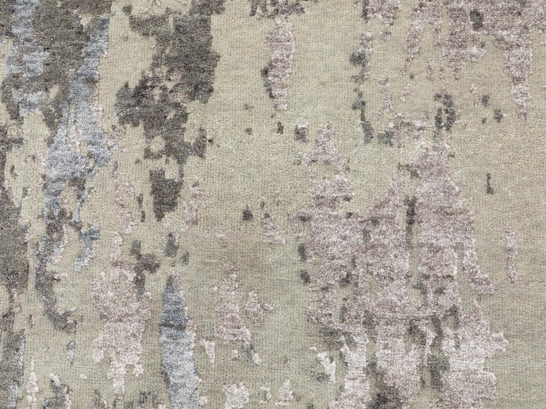 2'8" x 10'0" New Hand Knotted Grey Wool & Silk Runner Oriental Rug - MOA10258448