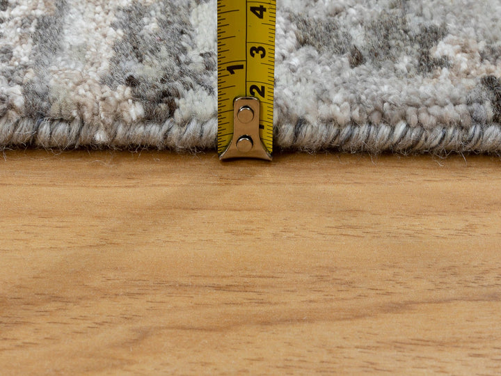 2'8" x 9'10" New Hand Knotted Grey Wool & Silk Runner Oriental Rug - MOA10258452