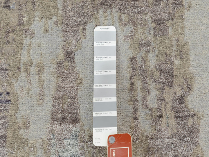 2'4" x 7'5" New Hand Knotted Grey Wool & Silk Runner Oriental Rug - MOA10258457
