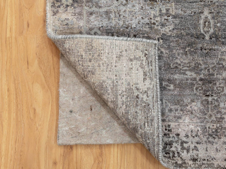 3'0" x 4'10" New Hand Knotted Grey Wool & Silk Rectangle Oriental Rug - MOA10258461