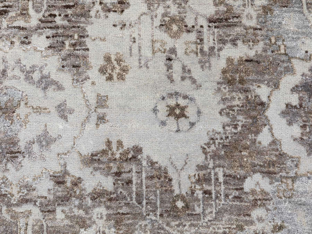 3'0" x 4'10" New Hand Knotted Grey Wool & Silk Rectangle Oriental Rug - MOA10258461