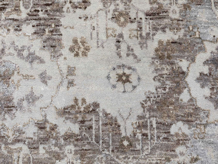 3'0" x 4'10" New Hand Knotted Grey Wool & Silk Rectangle Oriental Rug - MOA10258461