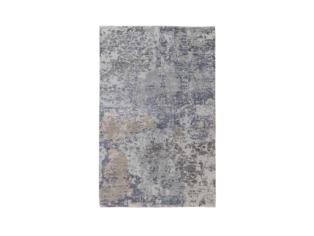 3'0" x 5'0" New Hand Knotted Grey Wool & Silk Rectangle Oriental Rug - MOA10258463