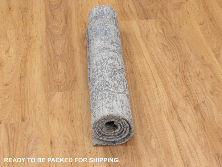 3'0" x 5'0" New Hand Knotted Grey Wool & Silk Rectangle Oriental Rug - MOA10258463