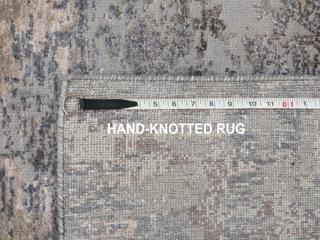 3'0" x 5'0" New Hand Knotted Grey Wool & Silk Rectangle Oriental Rug - MOA10258463