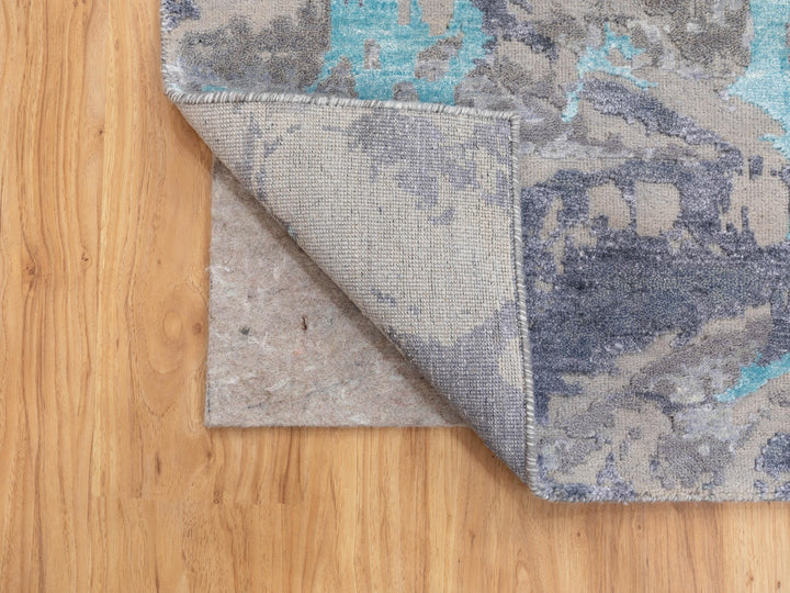 3'0" x 5'0" New Hand Knotted Grey Wool & Silk Rectangle Oriental Rug - MOA10258464