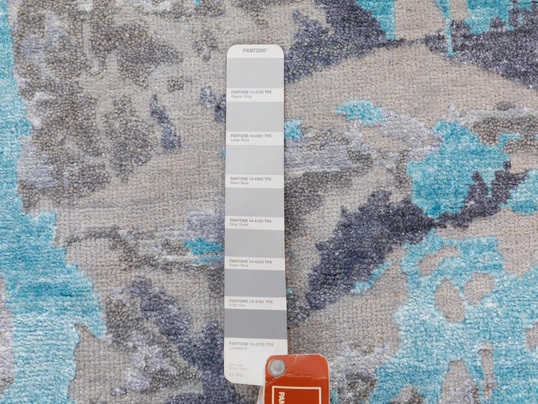 3'0" x 5'0" New Hand Knotted Grey Wool & Silk Rectangle Oriental Rug - MOA10258464