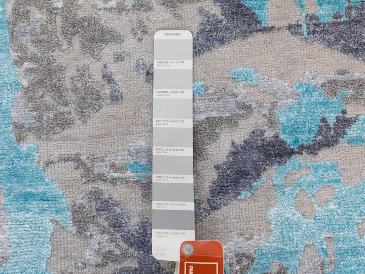 3'0" x 5'0" New Hand Knotted Grey Wool & Silk Rectangle Oriental Rug - MOA10258464