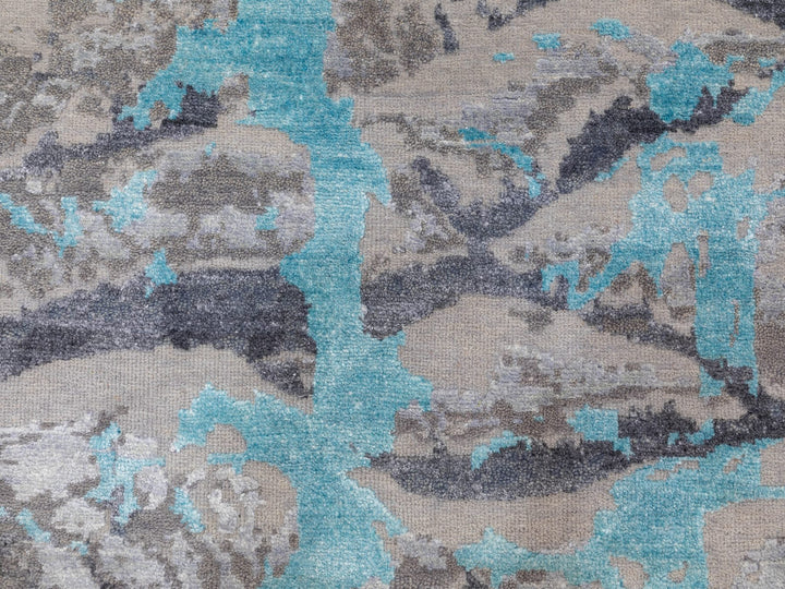 3'0" x 5'0" New Hand Knotted Grey Wool & Silk Rectangle Oriental Rug - MOA10258464