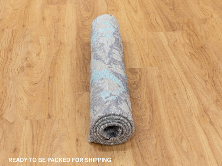 3'0" x 5'0" New Hand Knotted Grey Wool & Silk Rectangle Oriental Rug - MOA10258464