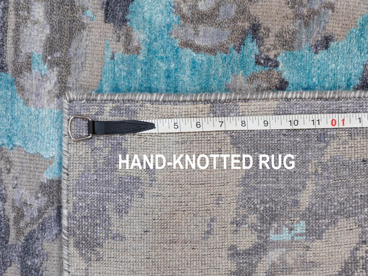 3'0" x 5'0" New Hand Knotted Grey Wool & Silk Rectangle Oriental Rug - MOA10258464