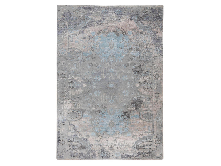 3'0" x 5'0" New Hand Knotted Grey Wool & Silk Rectangle Oriental Rug - MOA10258465