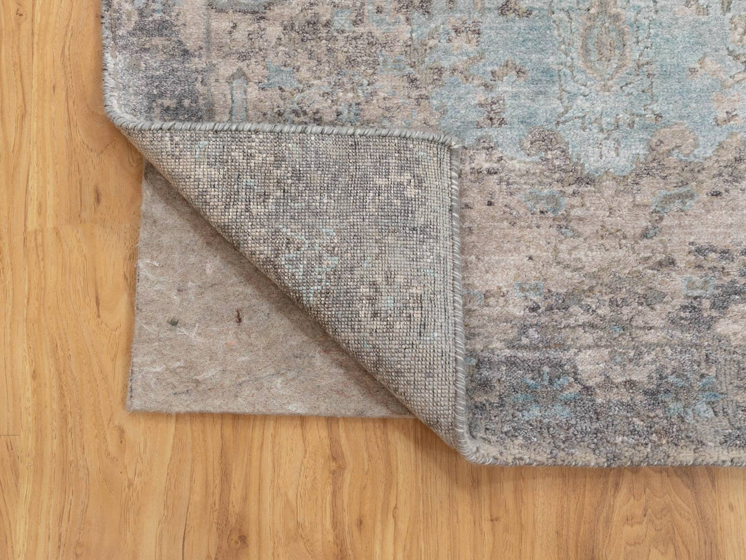 3'0" x 5'0" New Hand Knotted Grey Wool & Silk Rectangle Oriental Rug - MOA10258465