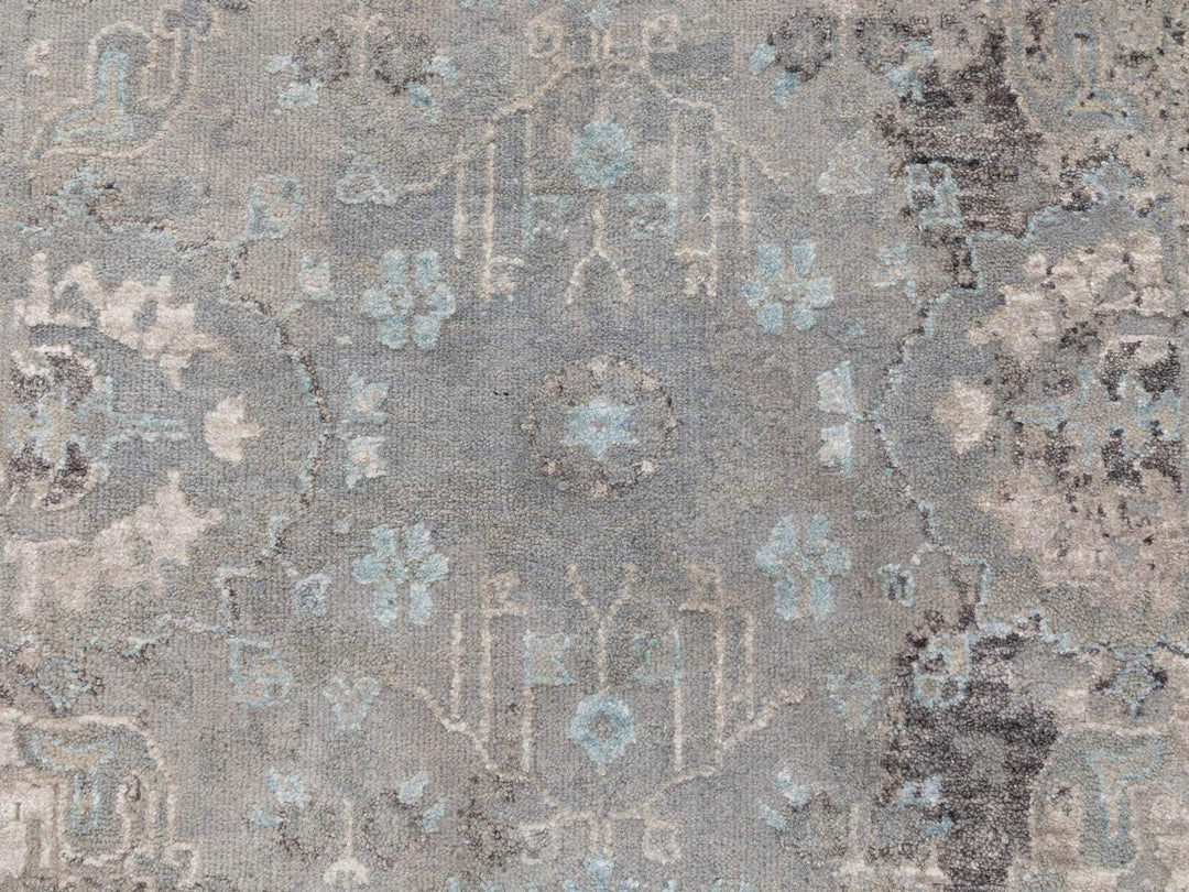 3'0" x 5'0" New Hand Knotted Grey Wool & Silk Rectangle Oriental Rug - MOA10258465