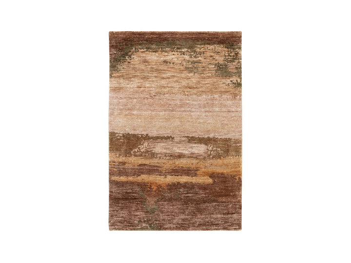 3'0" x 5'0" New Hand Knotted Brown Wool & Silk Rectangle Oriental Rug - MOA10258467