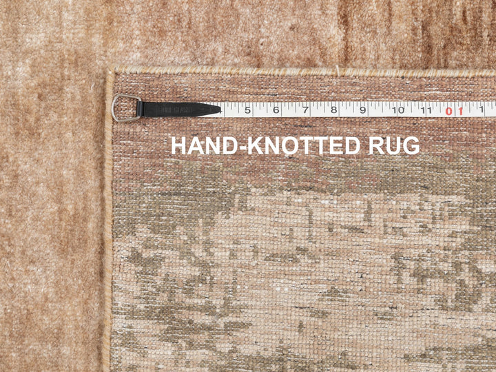 3'0" x 5'0" New Hand Knotted Brown Wool & Silk Rectangle Oriental Rug - MOA10258467