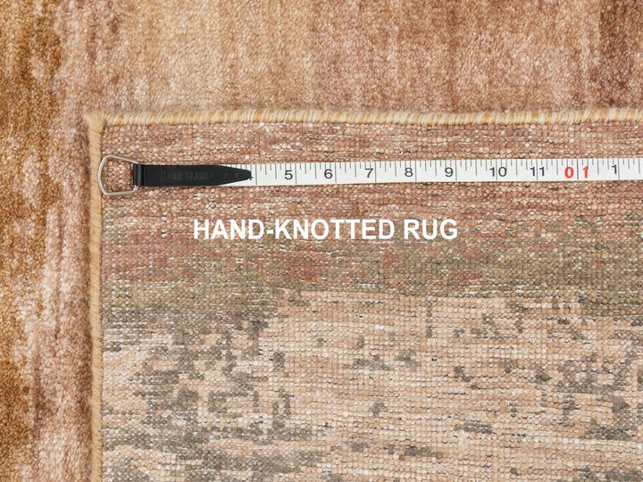 3'0" x 5'0" New Hand Knotted Brown Wool & Silk Rectangle Oriental Rug - MOA10258468