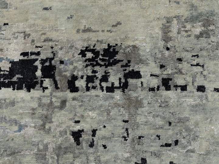 10'0" x 10'0" New Hand Knotted Beige Wool & Silk Round Oriental Rug - MOA10258480