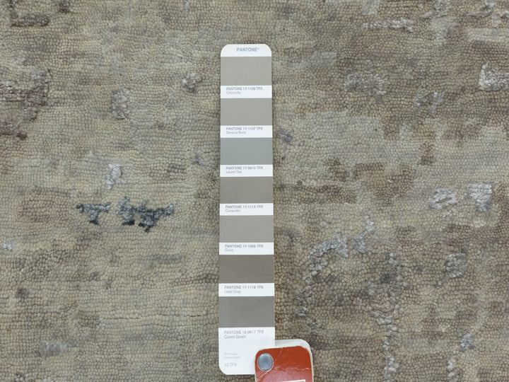 6'3" x 8'10" New Hand Knotted Beige Wool & Silk Rectangle Oriental Rug - MOA10258481