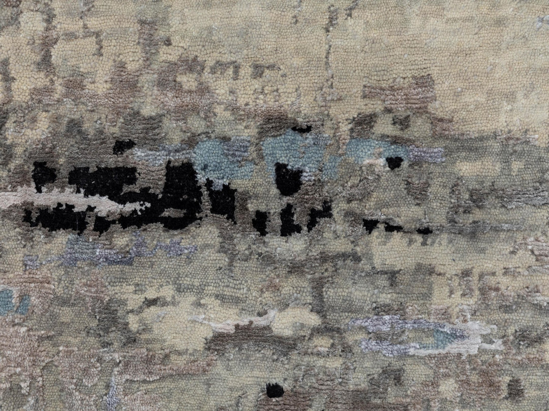 3'0" x 4'10" New Hand Knotted Grey Wool & Silk Rectangle Oriental Rug - MOA10258487