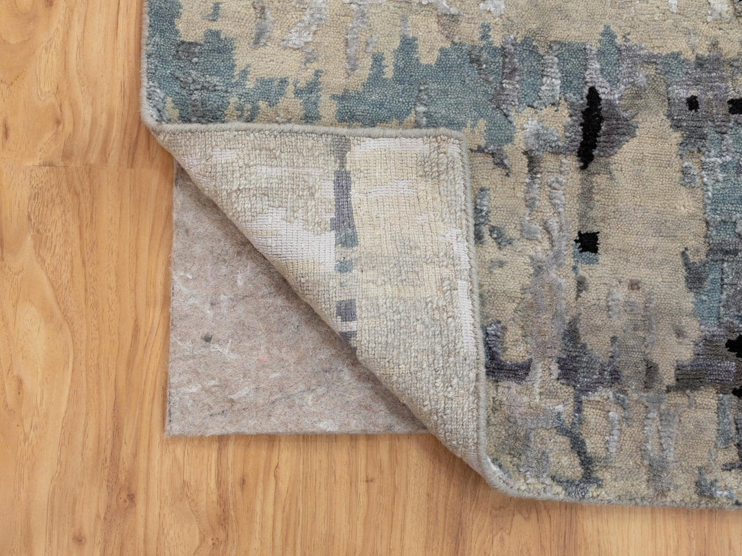 3'0" x 5'1" New Hand Knotted Beige Wool & Silk Rectangle Oriental Rug - MOA10258488