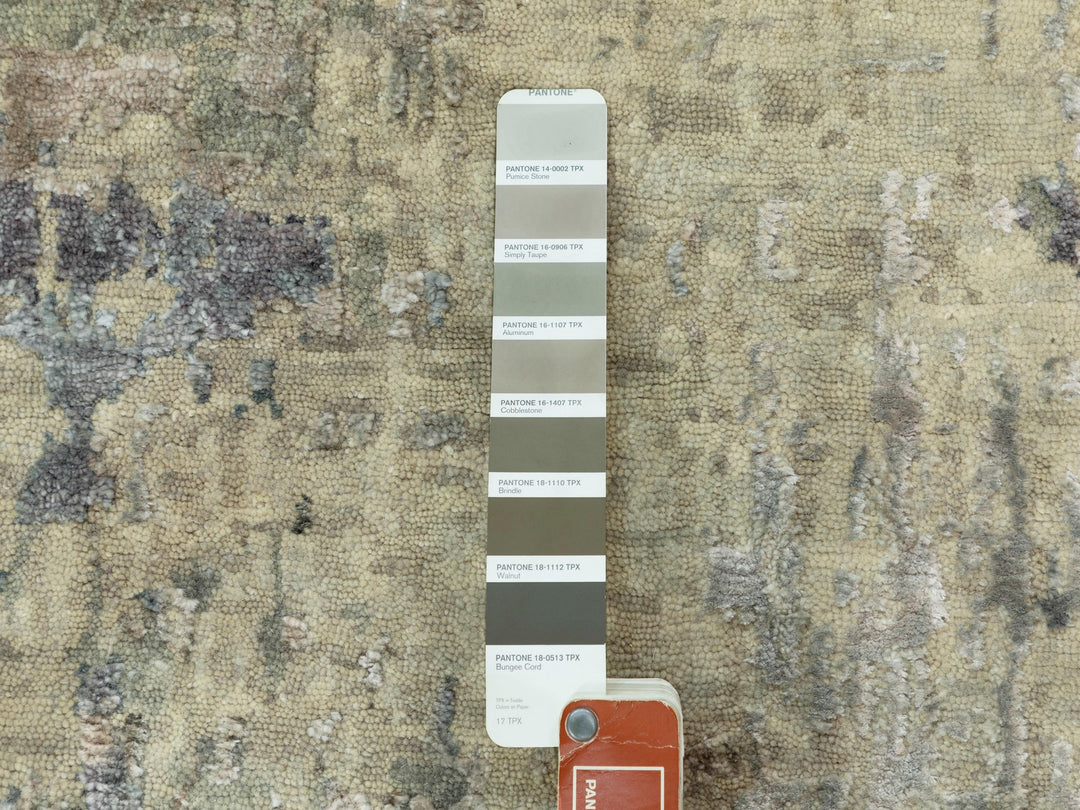 2'5" x 7'9" New Hand Knotted Beige Wool & Silk Runner Oriental Rug - MOA10258489