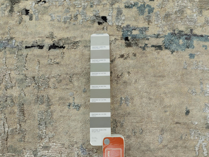 2'6" x 5'10" New Hand Knotted Beige Wool & Silk Runner Oriental Rug - MOA10258491