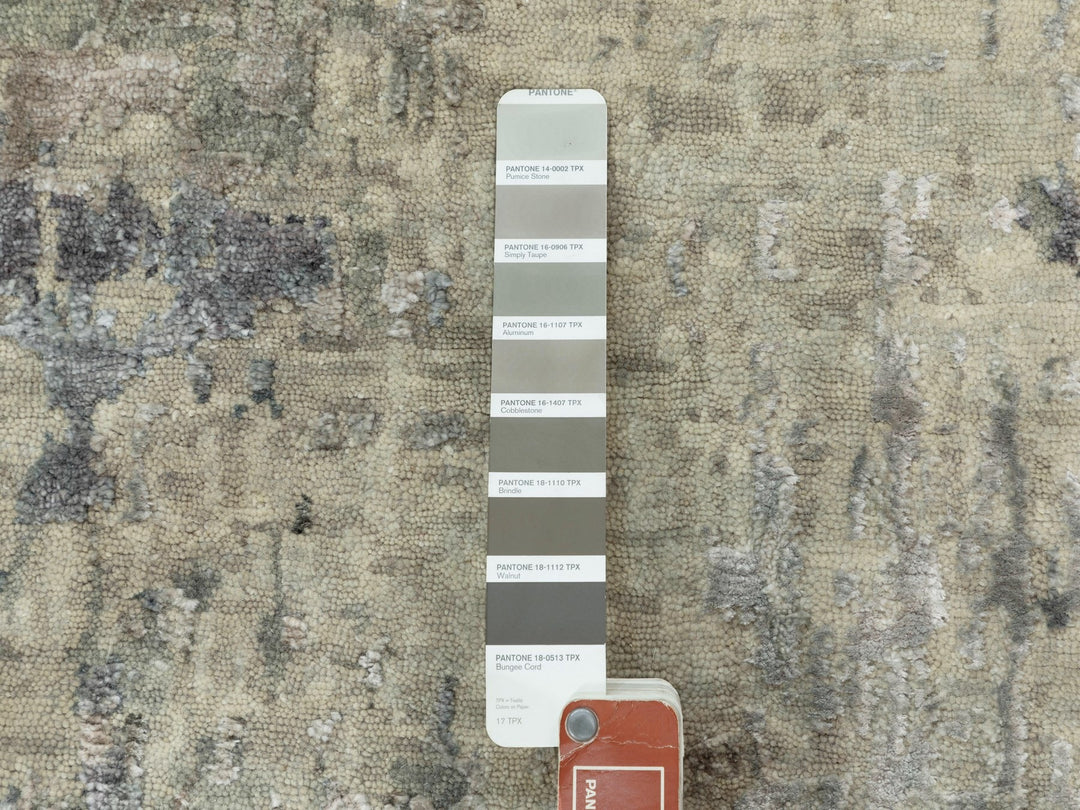 2'5" x 9'9" New Hand Knotted Beige Wool & Silk Runner Oriental Rug - MOA10258498