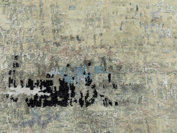 2'5" x 9'9" New Hand Knotted Grey Wool & Silk Runner Oriental Rug - MOA10258498
