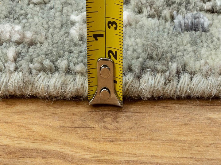 2'5" x 9'9" New Hand Knotted Grey Wool & Silk Runner Oriental Rug - MOA10258498