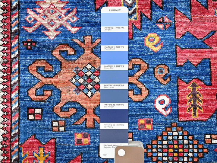 6'0" x 7'10" New Hand Knotted Blue Wool Rectangle Oriental Rug - MOA102584